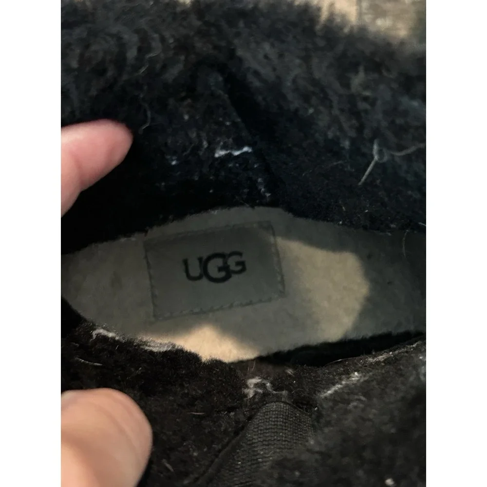 UGG SEYLINE‎ Shearling Suede Pull-On Black Wedge Bootie Womens Sz 10